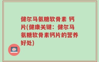 健尔马氨糖软骨素 钙片(健康关键：健尔马氨糖软骨素钙片的营养好处)