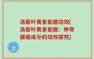 汤臣叶黄素氨糖功效(汤臣叶黄素氨糖：神奇健康成分的功效探究)
