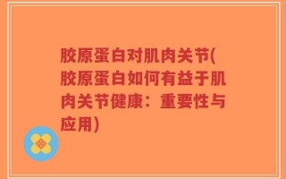 胶原蛋白对肌肉关节(胶原蛋白如何有益于肌肉关节健康：重要性与应用)