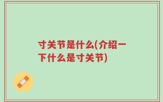 寸关节是什么(介绍一下什么是寸关节)