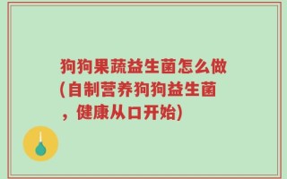 狗狗果蔬益生菌怎么做(自制营养狗狗益生菌，健康从口开始)