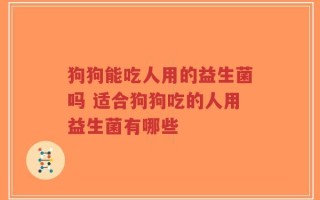 狗狗能吃人用的益生菌吗 适合狗狗吃的人用益生菌有哪些