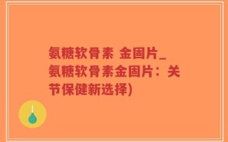 氨糖软骨素 金固片_氨糖软骨素金固片：关节保健新选择)