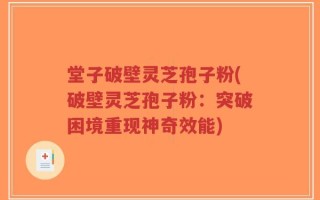 堂子破壁灵芝孢子粉(破壁灵芝孢子粉：突破困境重现神奇效能)