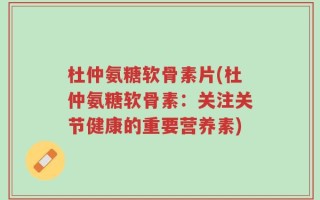 杜仲氨糖软骨素片(杜仲氨糖软骨素：关注关节健康的重要营养素)