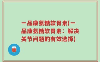 一品康氨糖软骨素(一品康氨糖软骨素：解决关节问题的有效选择)