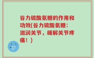 谷力硫酸氨糖的作用和功效(谷力硫酸氨糖：滋润关节，缓解关节疼痛！)