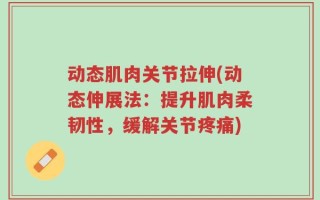 动态肌肉关节拉伸(动态伸展法：提升肌肉柔韧性，缓解关节疼痛)
