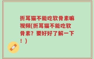 折耳猫不能吃软骨素嘛视频(折耳猫不能吃软骨素？要好好了解一下！)