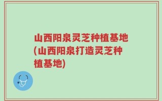 山西阳泉灵芝种植基地(山西阳泉打造灵芝种植基地)