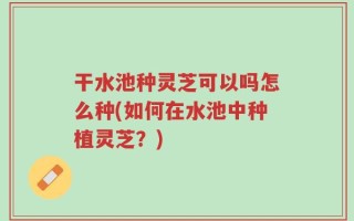 干水池种灵芝可以吗怎么种(如何在水池中种植灵芝？)