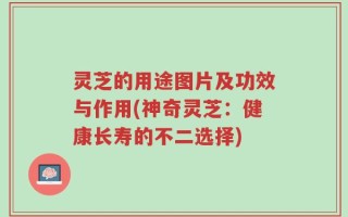 灵芝的用途图片及功效与作用(神奇灵芝：健康长寿的不二选择)