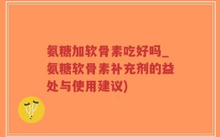 氨糖加软骨素吃好吗_氨糖软骨素补充剂的益处与使用建议)