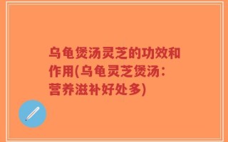 乌龟煲汤灵芝的功效和作用(乌龟灵芝煲汤：营养滋补好处多)