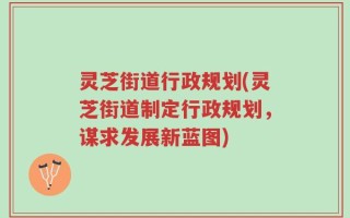 灵芝街道行政规划(灵芝街道制定行政规划，谋求发展新蓝图)