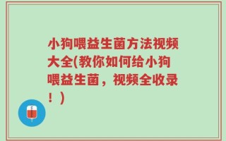 小狗喂益生菌方法视频大全(教你如何给小狗喂益生菌，视频全收录！)