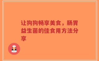 让狗狗畅享美食，肠胃益生菌的佳食用方法分享