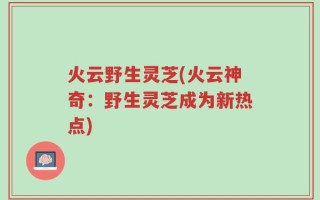 火云野生灵芝(火云神奇：野生灵芝成为新热点)