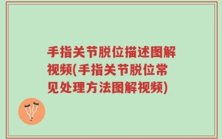 手指关节脱位描述图解视频(手指关节脱位常见处理方法图解视频)