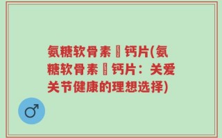 氨糖软骨素肰钙片(氨糖软骨素肰钙片：关爱关节健康的理想选择)