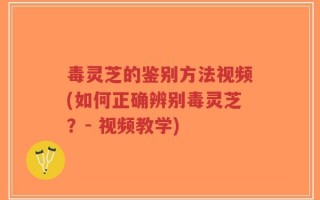 毒灵芝的鉴别方法视频(如何正确辨别毒灵芝？- 视频教学)