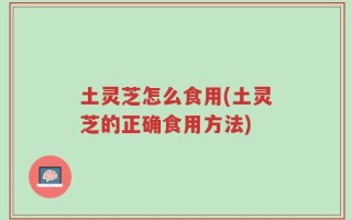 土灵芝怎么食用(土灵芝的正确食用方法)