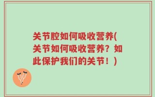 关节腔如何吸收营养(关节如何吸收营养？如此保护我们的关节！)