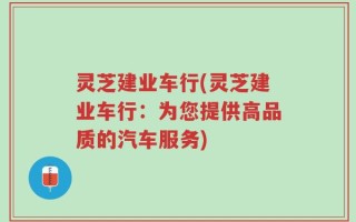 灵芝建业车行(灵芝建业车行：为您提供高品质的汽车服务)