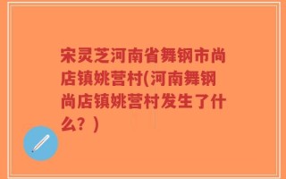 宋灵芝河南省舞钢市尚店镇姚营村(河南舞钢尚店镇姚营村发生了什么？)