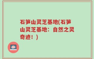 石笋山灵芝基地(石笋山灵芝基地：自然之灵奇迹！)