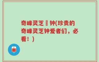 奇峰灵芝尛钟(珍贵的奇峰灵芝钟爱者们，必看！)