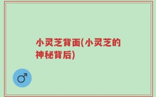 小灵芝背面(小灵芝的神秘背后)