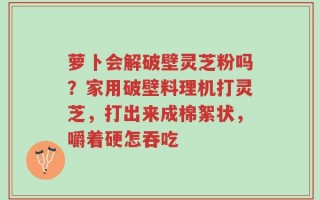 萝卜会解破壁灵芝粉吗？家用破壁料理机打灵芝，打出来成棉絮状，嚼着硬怎吞吃