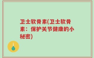 卫士软骨素(卫士软骨素：保护关节健康的小秘密)