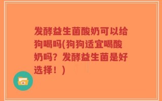 发酵益生菌酸奶可以给狗喝吗(狗狗适宜喝酸奶吗？发酵益生菌是好选择！)