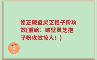 修正破壁灵芝孢子粉攻效(重磅：破壁灵芝孢子粉攻效惊人！)