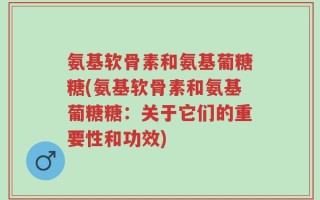 氨基软骨素和氨基葡糖糖(氨基软骨素和氨基葡糖糖：关于它们的重要性和功效)
