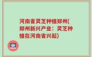 河南省灵芝种植郑州(郑州新兴产业：灵芝种植在河南省兴起)