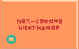 狗是否一定要吃益生菌 若吃该如何正确喂食
