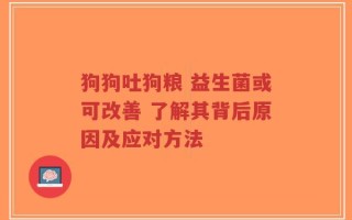 狗狗吐狗粮 益生菌或可改善 了解其背后原因及应对方法