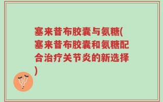 塞来昔布胶囊与氨糖(塞来昔布胶囊和氨糖配合治疗关节炎的新选择)