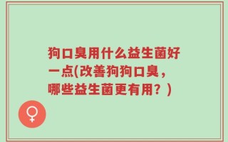 狗口臭用什么益生菌好一点(改善狗狗口臭，哪些益生菌更有用？)