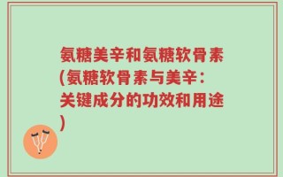 氨糖美辛和氨糖软骨素(氨糖软骨素与美辛：关键成分的功效和用途)