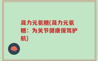 晟力元氨糖(晟力元氨糖：为关节健康保驾护航)