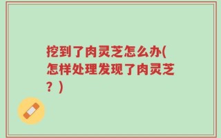 挖到了肉灵芝怎么办(怎样处理发现了肉灵芝？)