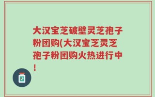 大汉宝芝破壁灵芝孢子粉团购(大汉宝芝灵芝孢子粉团购火热进行中！
