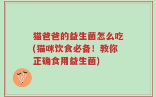猫爸爸的益生菌怎么吃(猫咪饮食必备！教你正确食用益生菌)