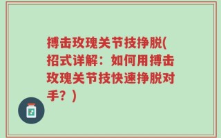 搏击玫瑰关节技挣脱(招式详解：如何用搏击玫瑰关节技快速挣脱对手？)
