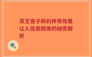 灵芝孢子粉的神奇效果让人倍感困倦的秘密解析