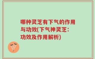 哪种灵芝有下气的作用与功效(下气神灵芝：功效及作用解析)